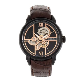 Foto 1 | Reloj Heritor Sanford Automático Semi Esqueleto Para Hombre Marrón