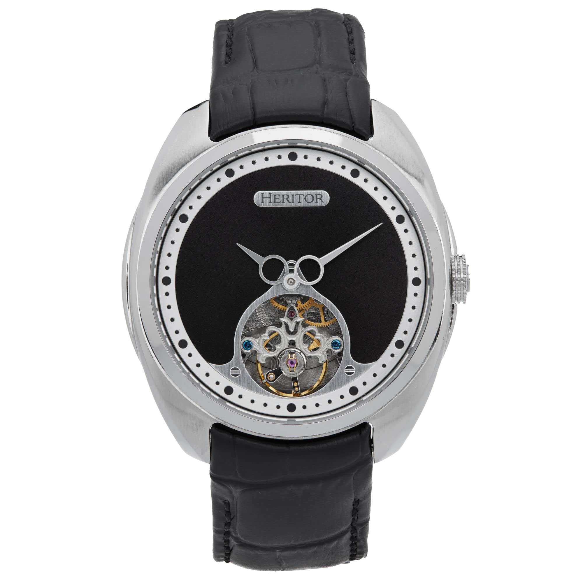 Reloj Heritor Automático Romano Semi-esqueleto Plata/negro