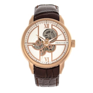 Foto 1 | Reloj Heritor Sanford Automático Semi Esqueleto Para Hombre Marrón