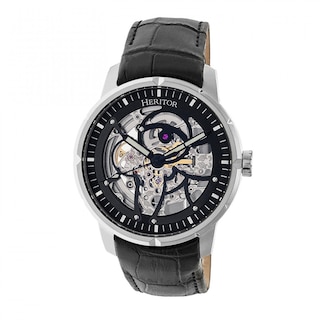 Foto 1 | Reloj Heritor Ryder Skeleton Automático Para Hombre Cuero Negro