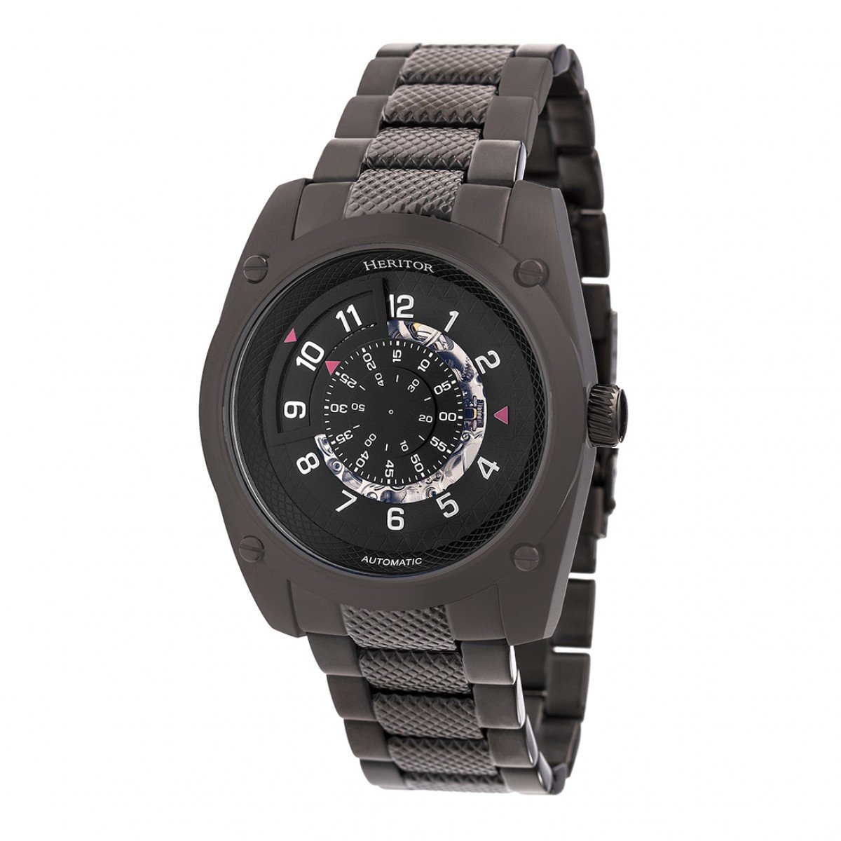 Reloj Heritor Automático Daniels Semi-skeleton Negro