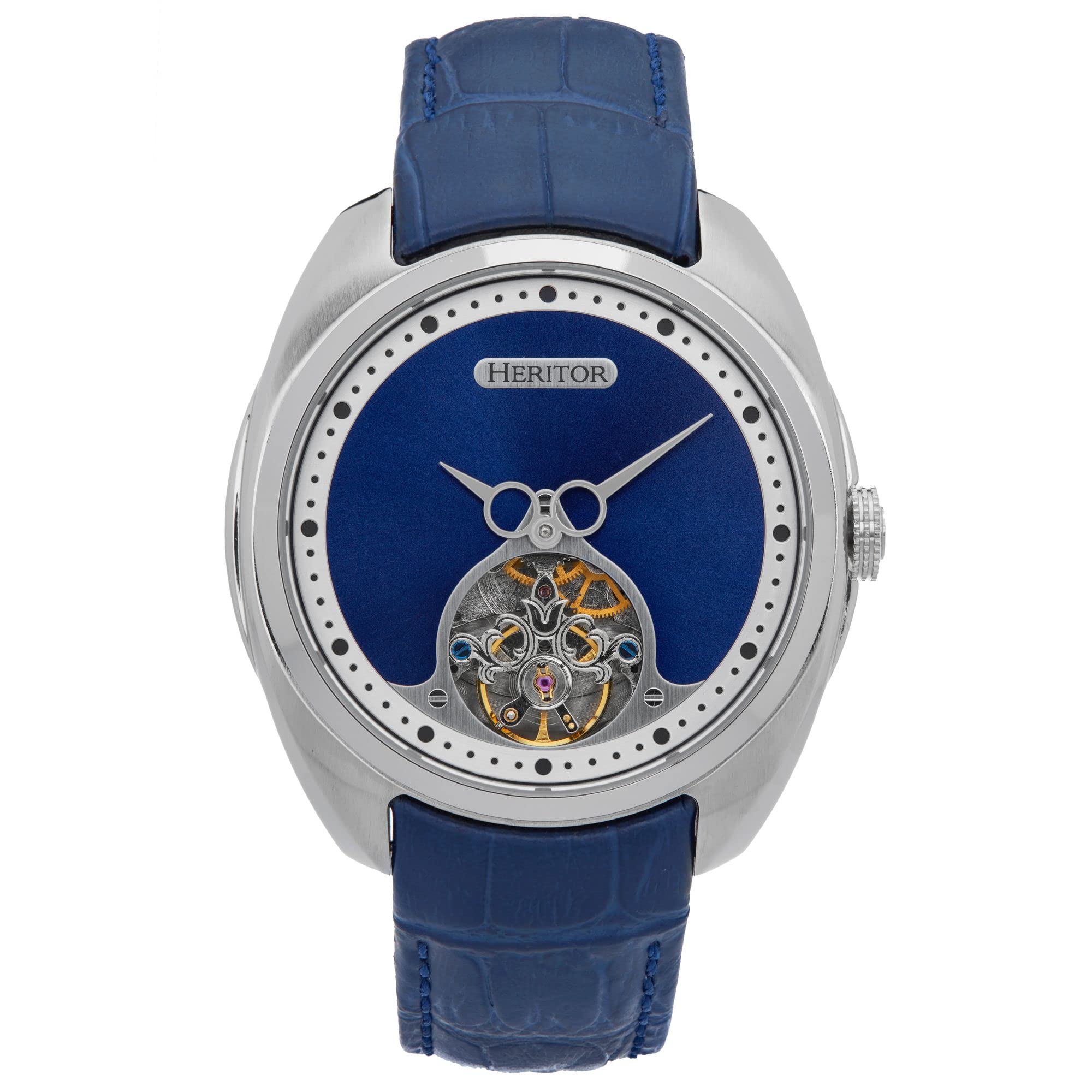 Reloj Heritor Automático Romano Semi-esqueleto Plata/azul Marino