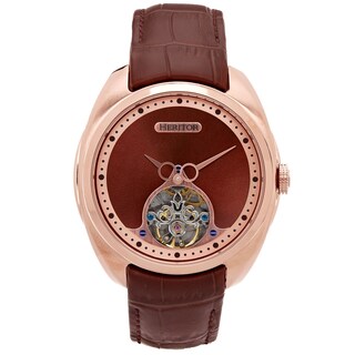 Foto 1 | Reloj Heritor Automático Romano Semi-esqueleto Cuero Oro Rosa