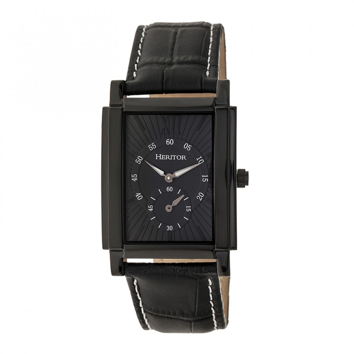 Reloj Heritor Automático Frederick Correa De Cuero Negra