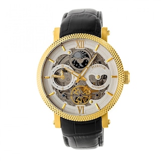 Foto 1 | Reloj Heritor Aries Skeleton Automático Para Hombre Cuero Negro