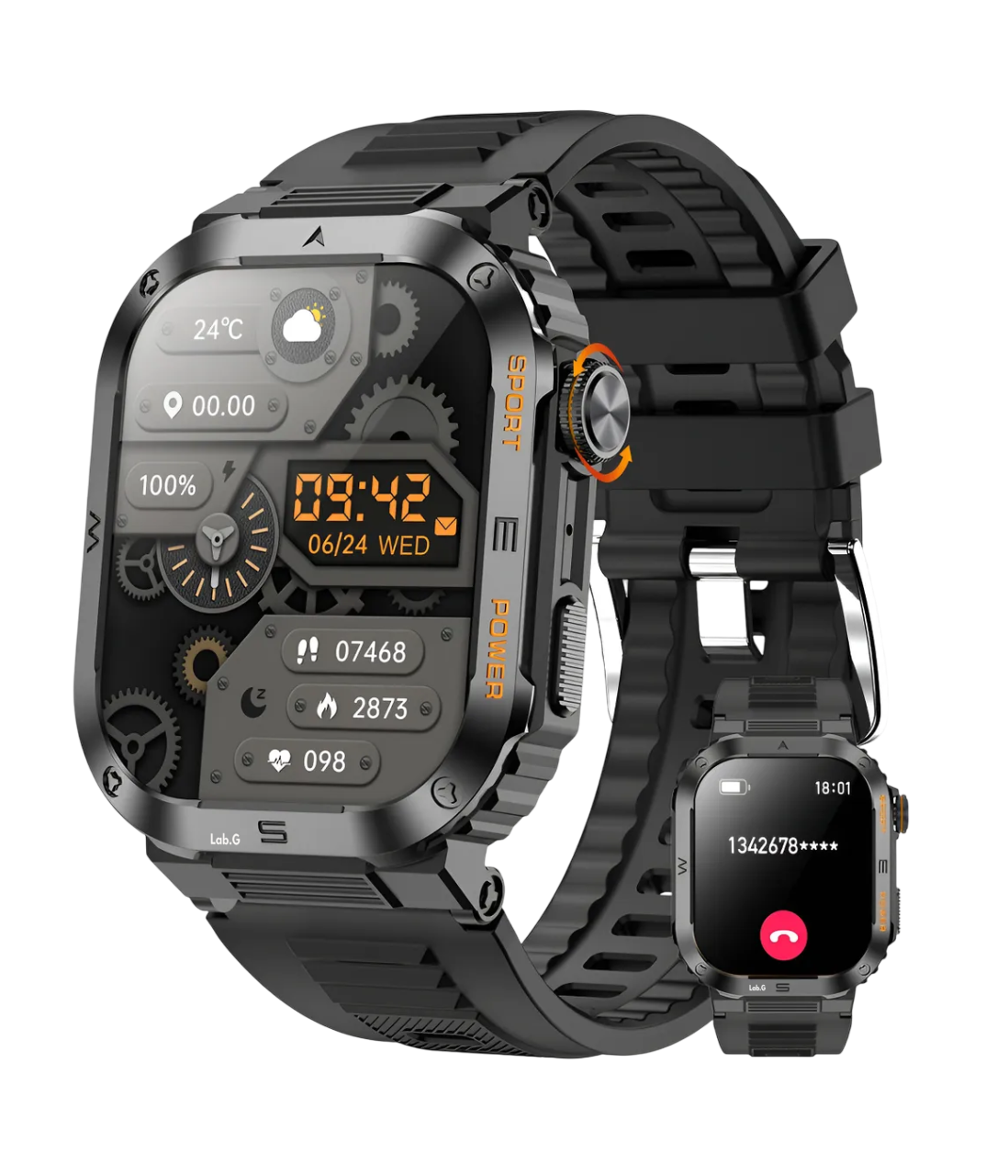 Foto 1 | Smartwatch Lab.G Impermeable Bluetooth Call Negro