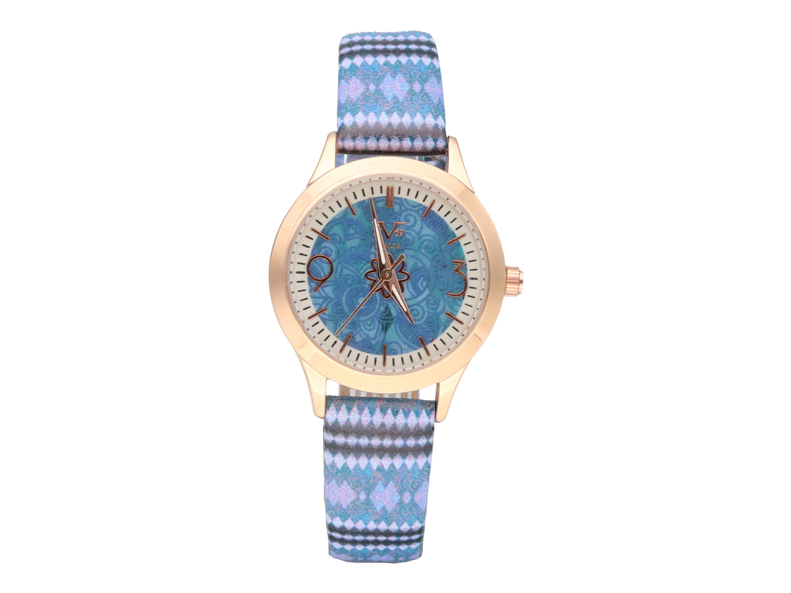 Reloj de Pulso V1969 color Dorado/Azul para Mujer