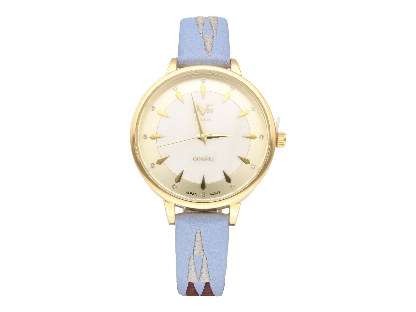 Reloj de Pulso V1969 color Dorado/Azul para Mujer