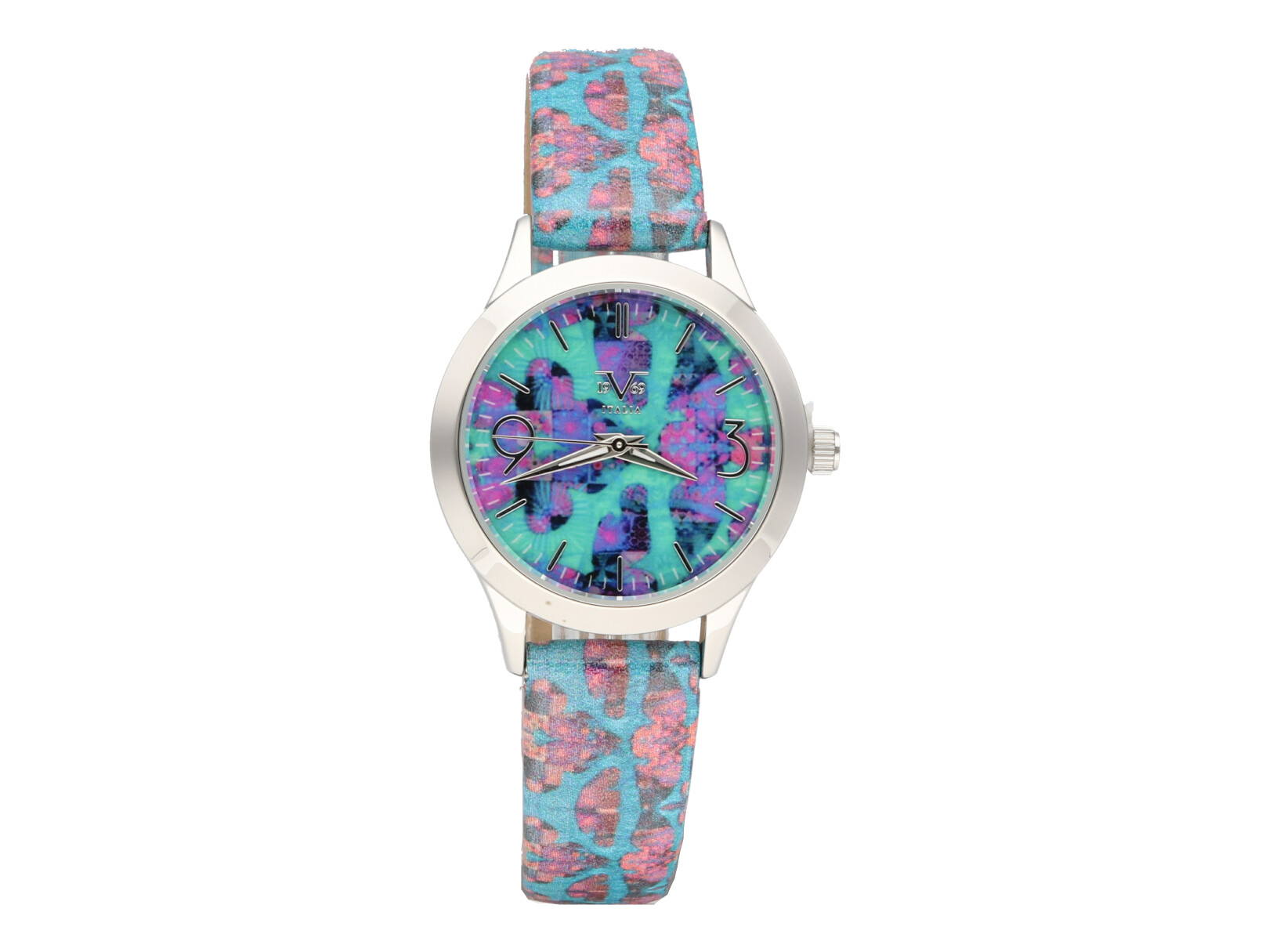 Reloj de Pulso V1969 color Plateado/Azul para Mujer