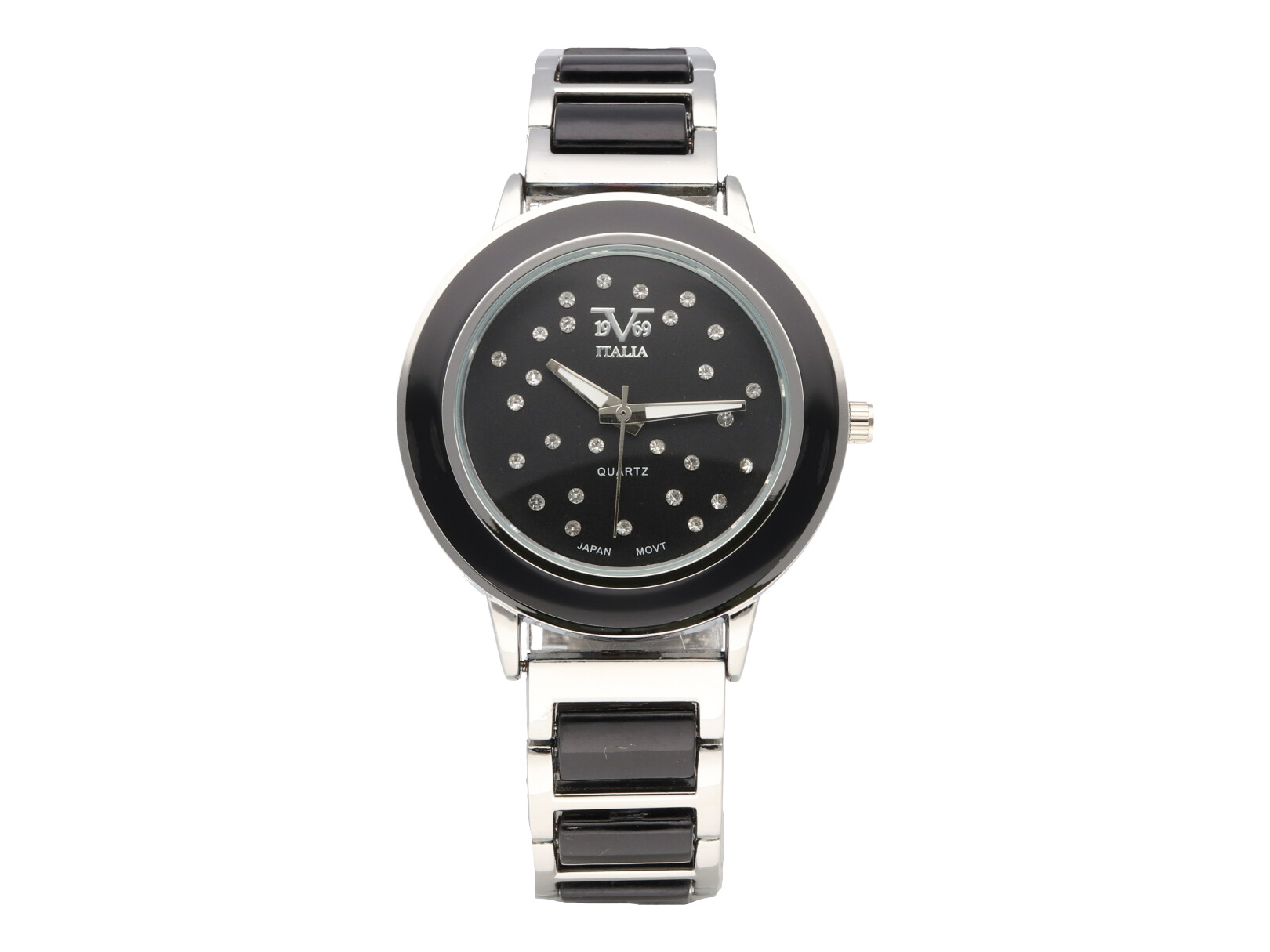 Reloj de Pulso V1969 color Negro/Plateado para Mujer