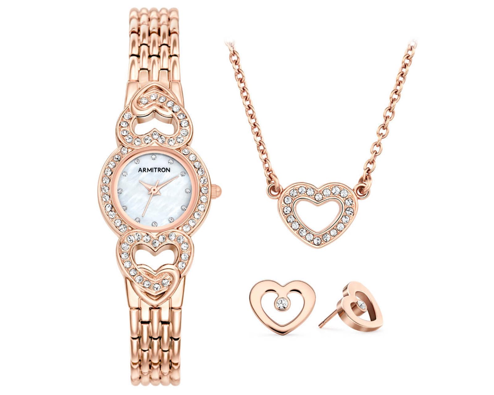 Set Reloj + Pulsera + Aretes Armitron Rose Gold para Mujer $2,400