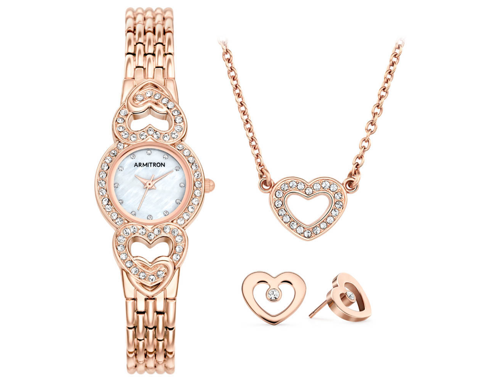 Set Reloj + Pulsera + Aretes Armitron Rose Gold para Mujer