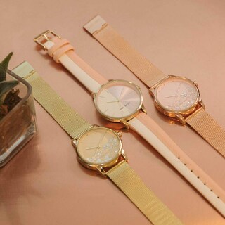 Foto 2 | Reloj Nine West Dorado con Esfera Floral y Pulsera de Malla para Mujer - Venta Internacional