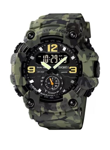 Reloj de Pulsera Skmei 1637 con Correa de Poliuretano Color Camuflado Verde