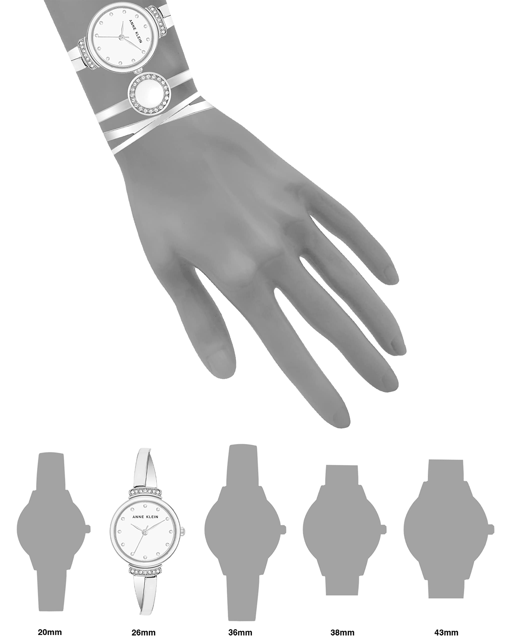 Foto 3 pulgar | Set de 1 Reloj + 2 Pulseras  Anne Klein con Detalles de Cristal para Mujer - Venta Internacional