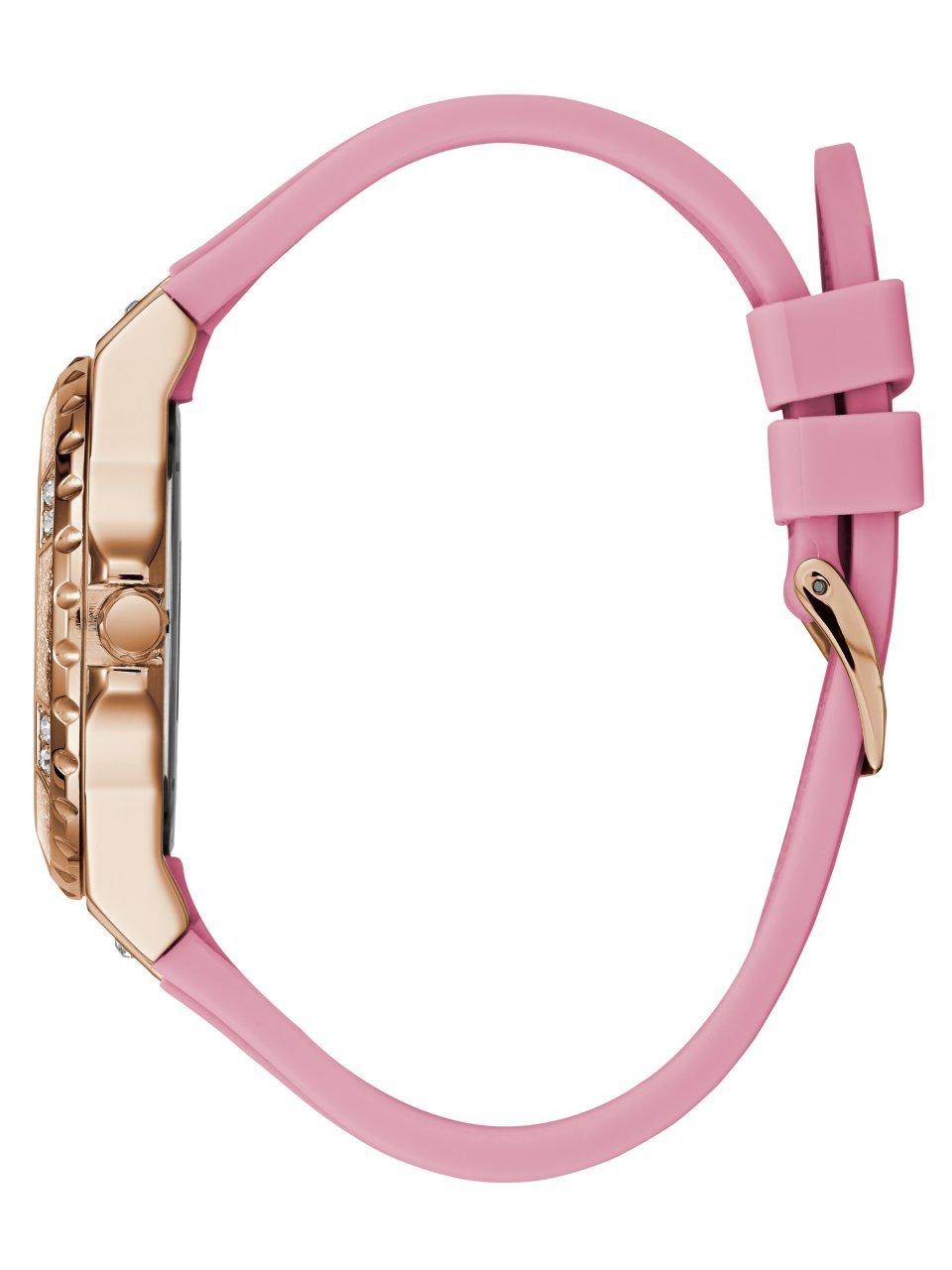 Foto 4 pulgar | Reloj Guess Rosa de Acero Inoxidable con Silicona para Mujer - Venta Internacional