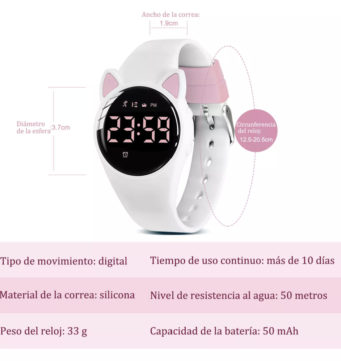 Foto 4 pulgar | Reloj Digital Recargable Deportivo Multifunción Impermeable