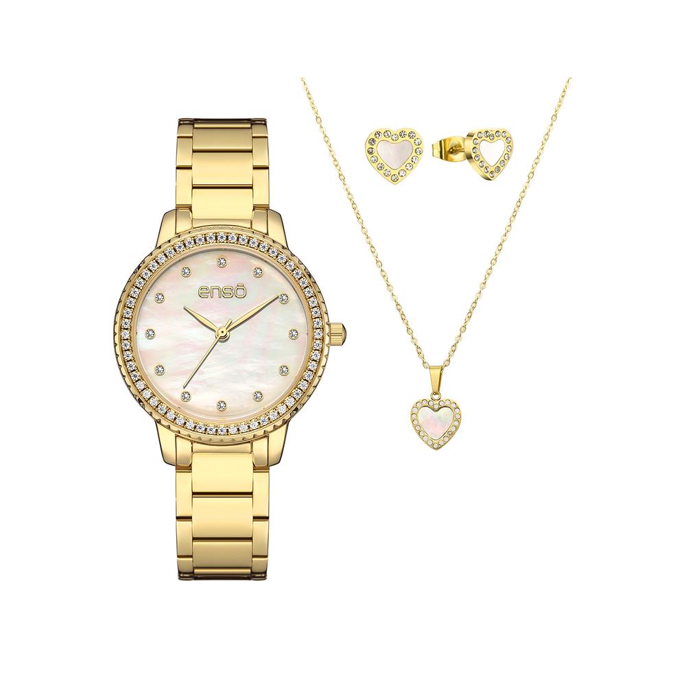 Set De Reloj Y Joyería Enso Para Mujer Ewbsl12 Color Dorado $1,999