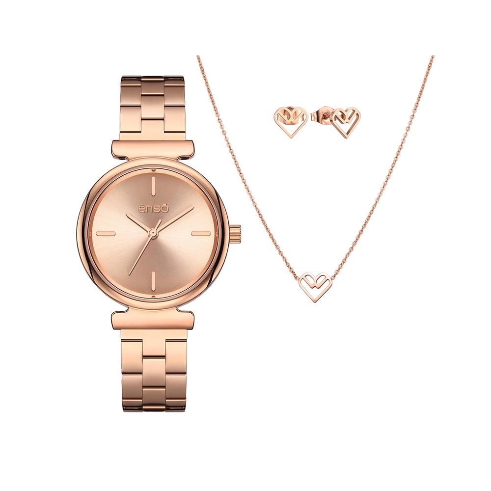 Foto 2 pulgar | Set De Reloj Y Joyería Enso Para Mujer Ewbsl10 Color Rosado