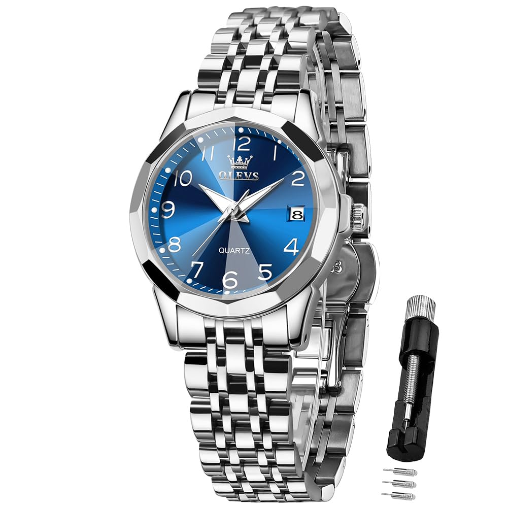 Foto 2 pulgar | Reloj OLEVS Azul de Acero Inoxidable para Mujer - Venta Internacional
