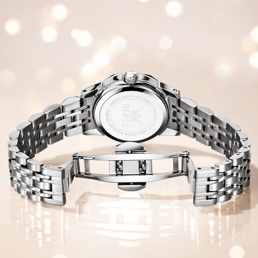 Foto 3 pulgar | Reloj OLEVS Azul de Acero Inoxidable para Mujer - Venta Internacional