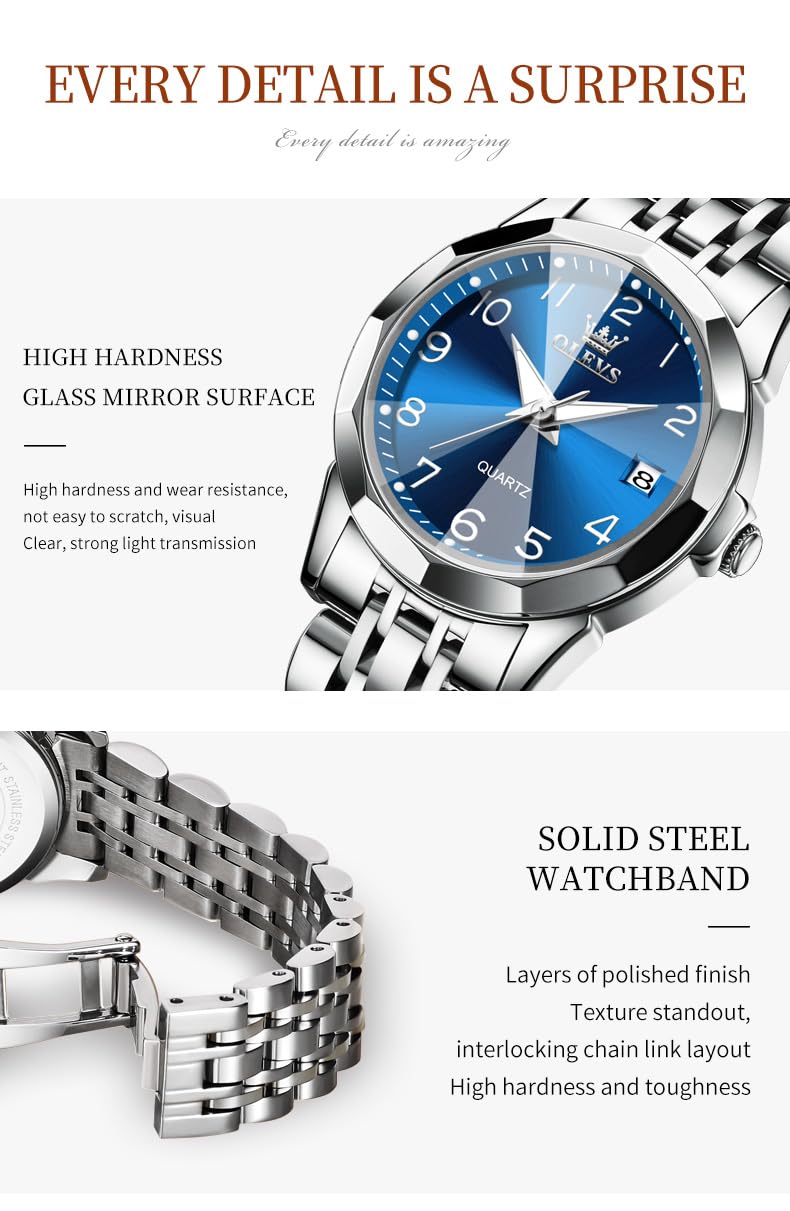 Foto 5 pulgar | Reloj OLEVS Azul de Acero Inoxidable para Mujer - Venta Internacional