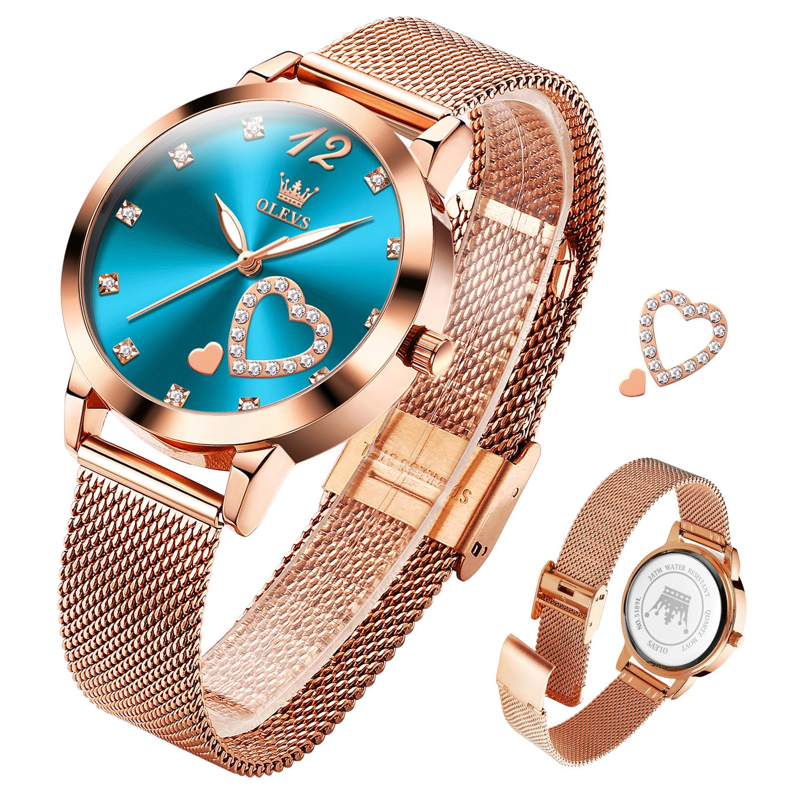 Foto 2 pulgar | Reloj Olevs con Esfera Azul para Mujer - Venta Internacional