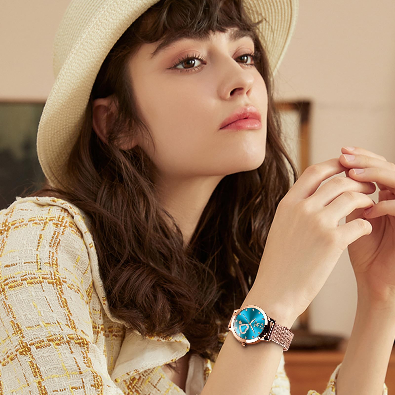 Foto 3 pulgar | Reloj Olevs con Esfera Azul para Mujer - Venta Internacional