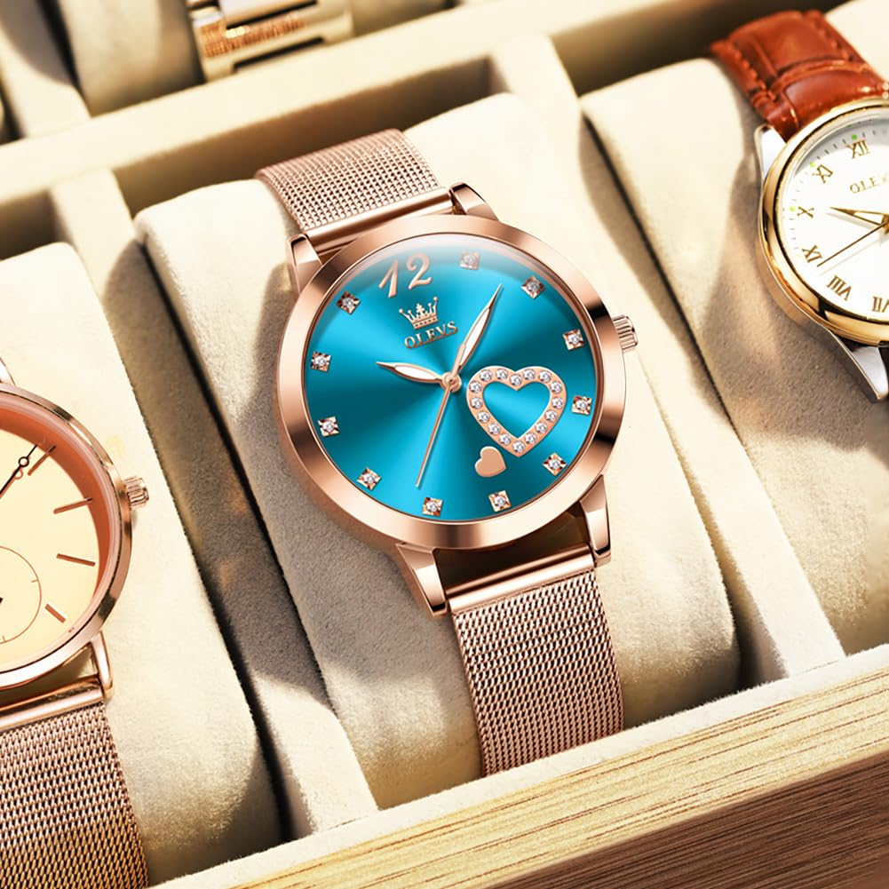 Foto 4 pulgar | Reloj Olevs con Esfera Azul para Mujer - Venta Internacional