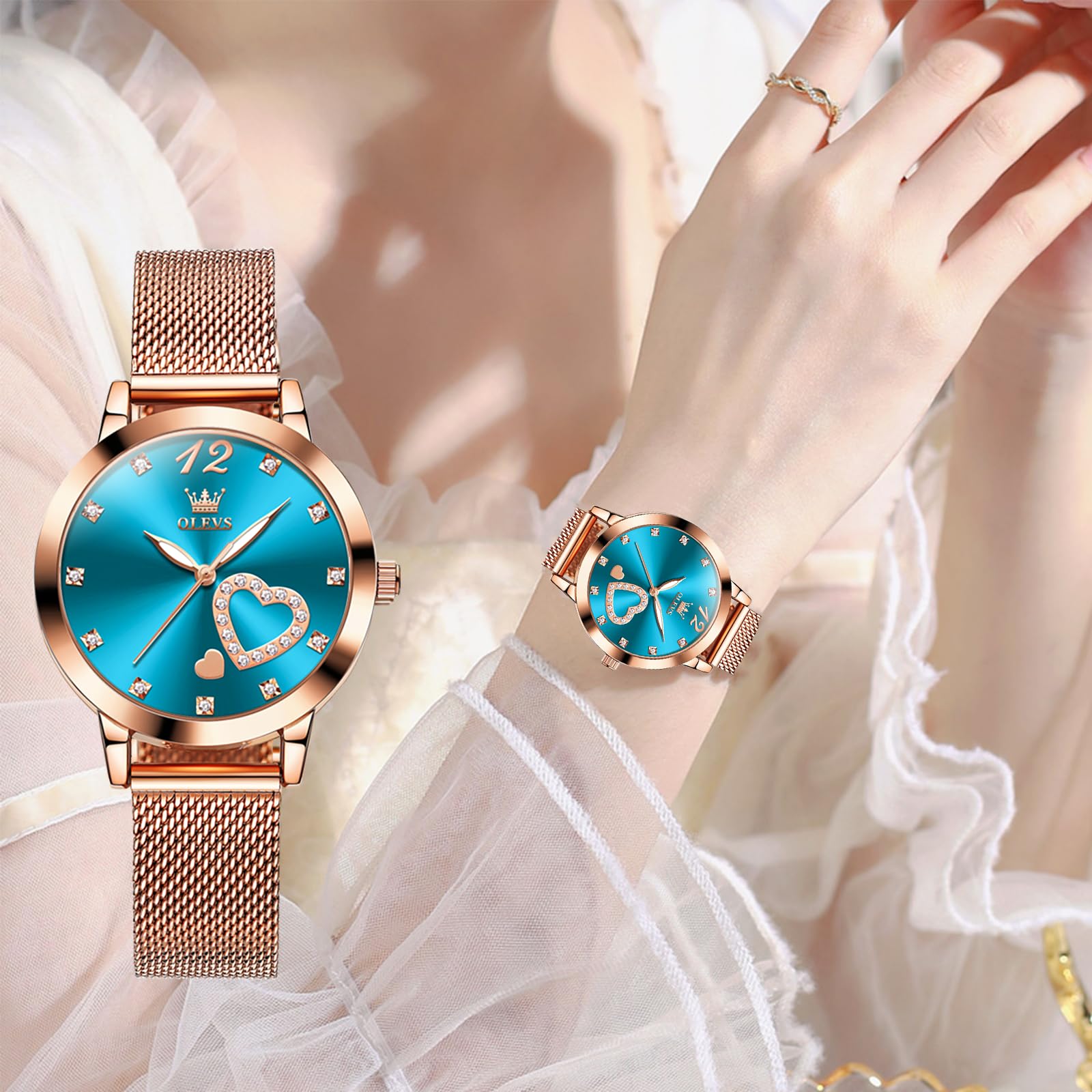 Foto 5 pulgar | Reloj Olevs con Esfera Azul para Mujer - Venta Internacional