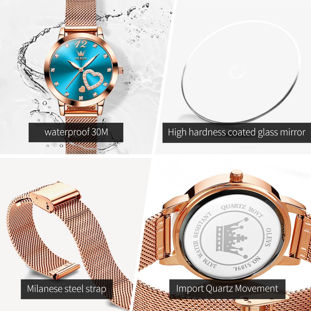 Foto 7 pulgar | Reloj Olevs con Esfera Azul para Mujer - Venta Internacional