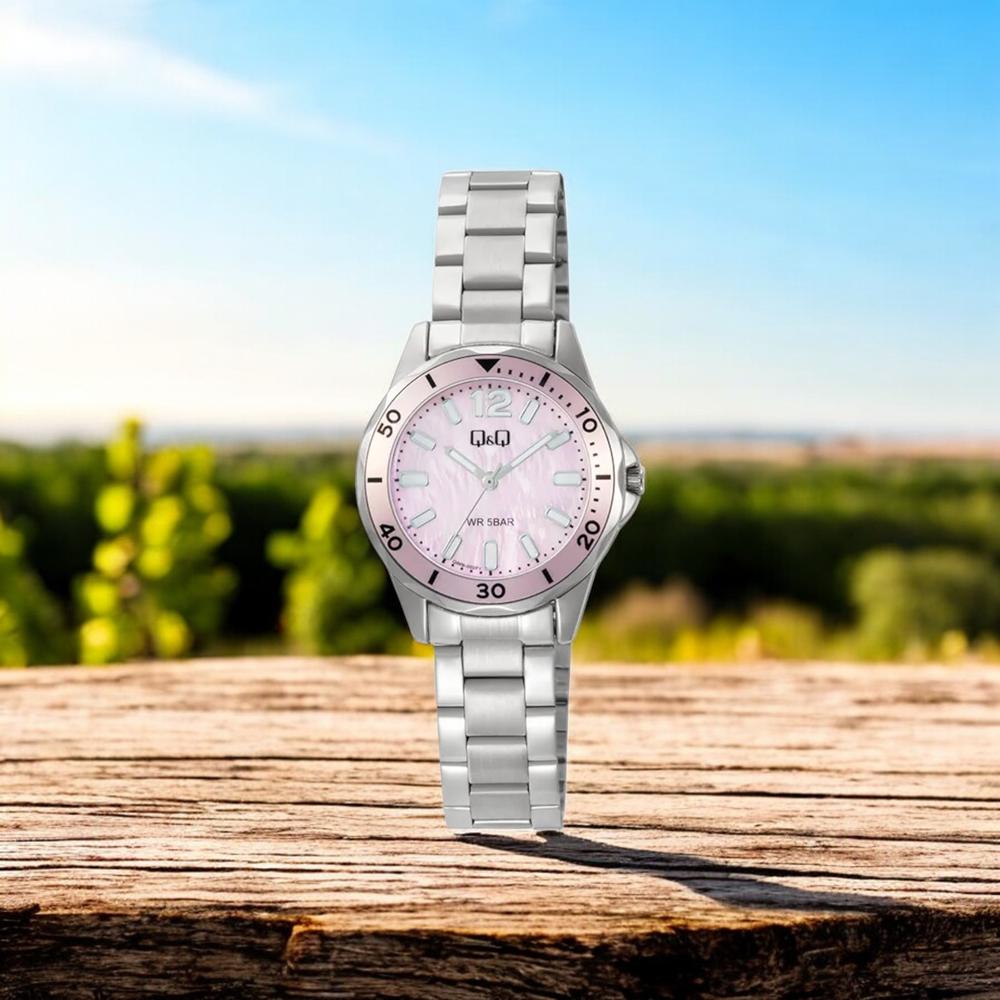 Foto 3 pulgar | Reloj Q&q Q88b-002py Ladies-acero