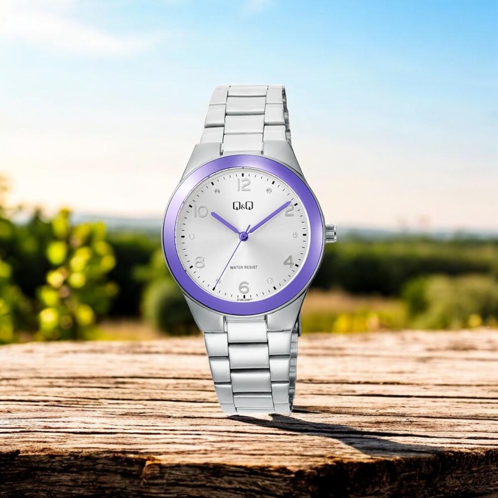 Foto 3 pulgar | Reloj Q&Q Q78B-008PY Gris para Mujer