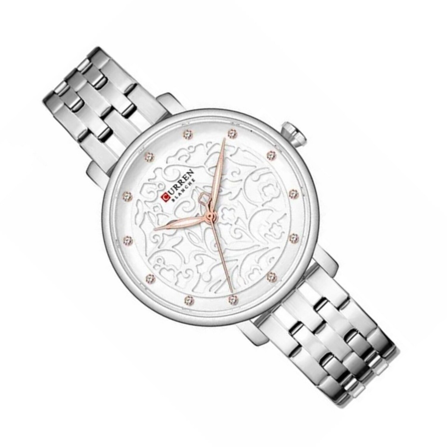 Foto 4 pulgar | Reloj de Pulsera Curren 9046 KREC6219GA Caja de Aleación Tono Plateado y Tablero Blanco
