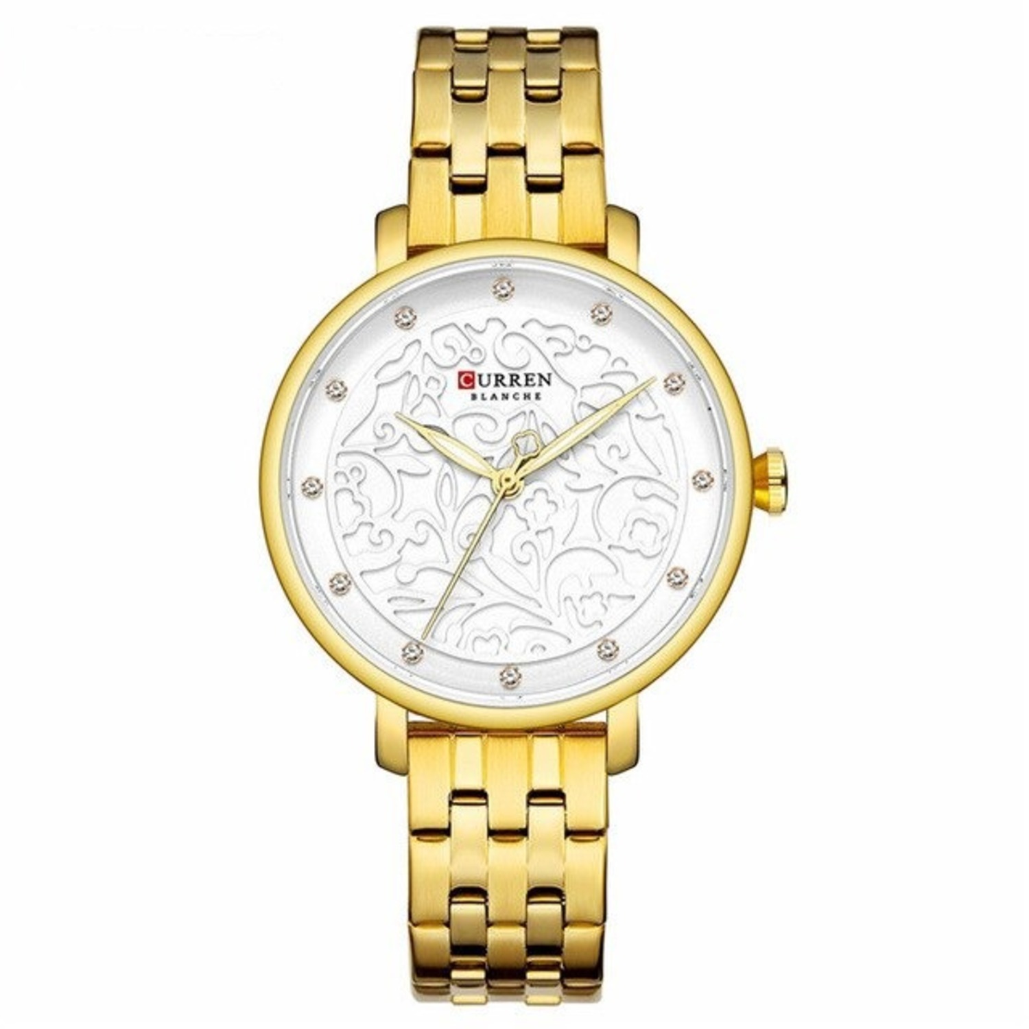 Foto 1 | Reloj de Pulsera Curren 9046 KREC6218GA Caja de Aleación Tono Dorado y Tablero Blanco