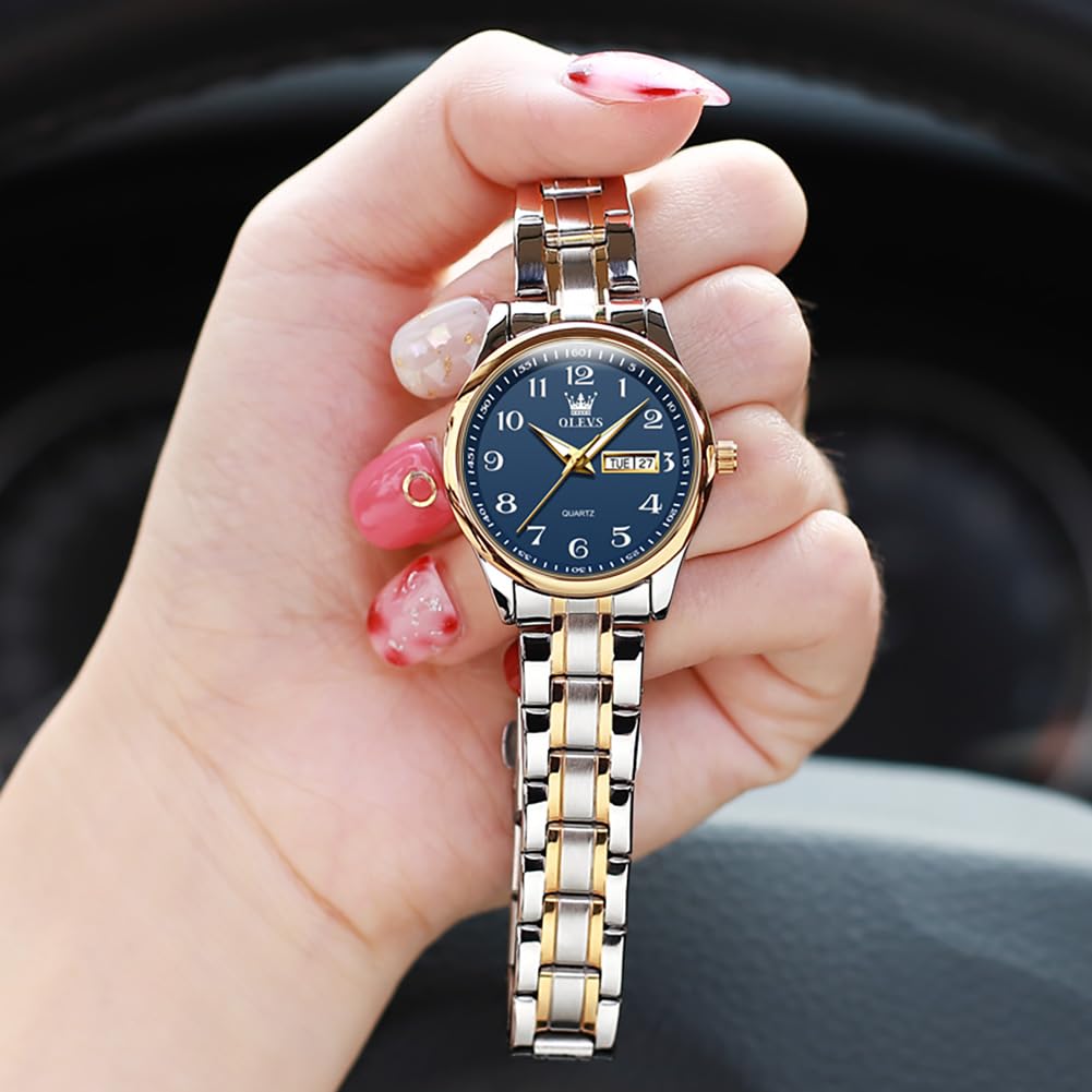 Foto 3 | Reloj Olevs Azul Acero Inoxidable Plateado para Mujer - Venta Internacional