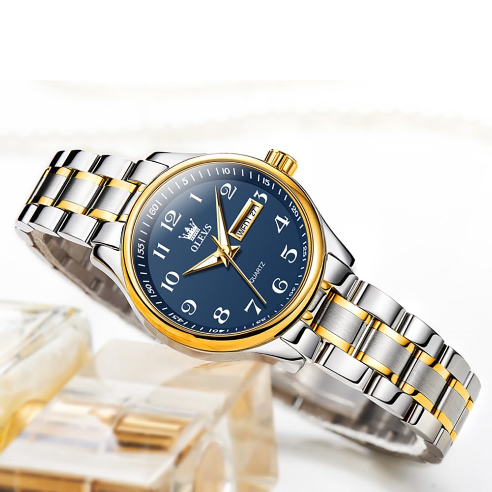 Foto 5 pulgar | Reloj Olevs Azul Acero Inoxidable Plateado para Mujer - Venta Internacional