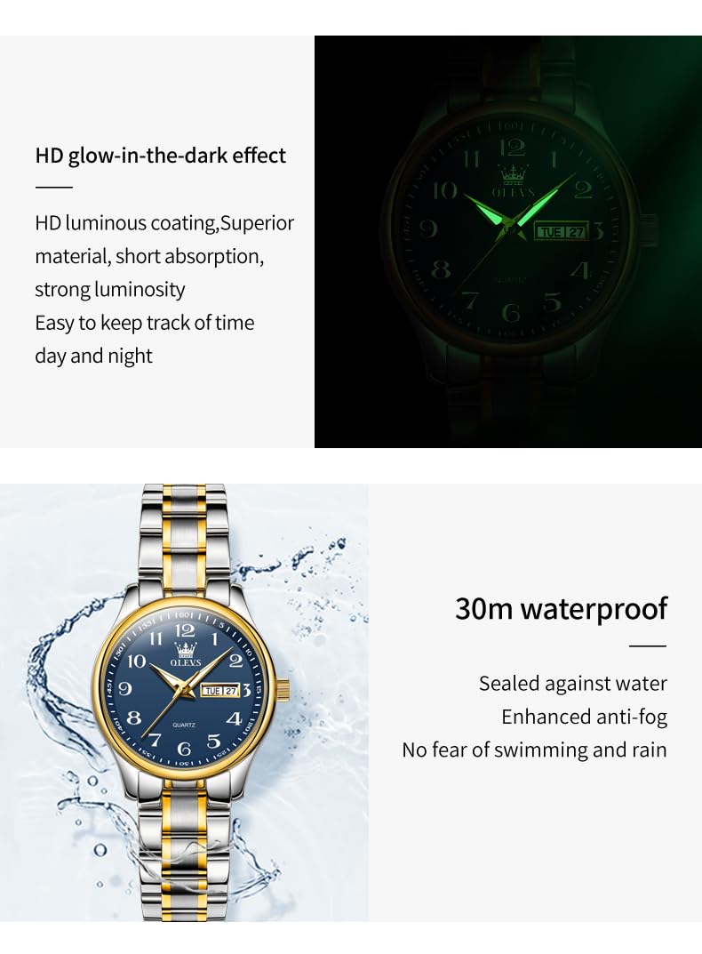 Foto 5 | Reloj Olevs Azul Acero Inoxidable Plateado para Mujer - Venta Internacional