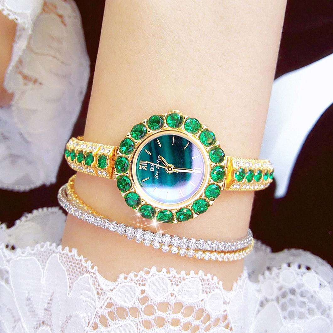 Foto 2 | Reloj Bs Bee Sister Retro Con Textura De Malaquita Verde Para Mujer - Venta Internacional.