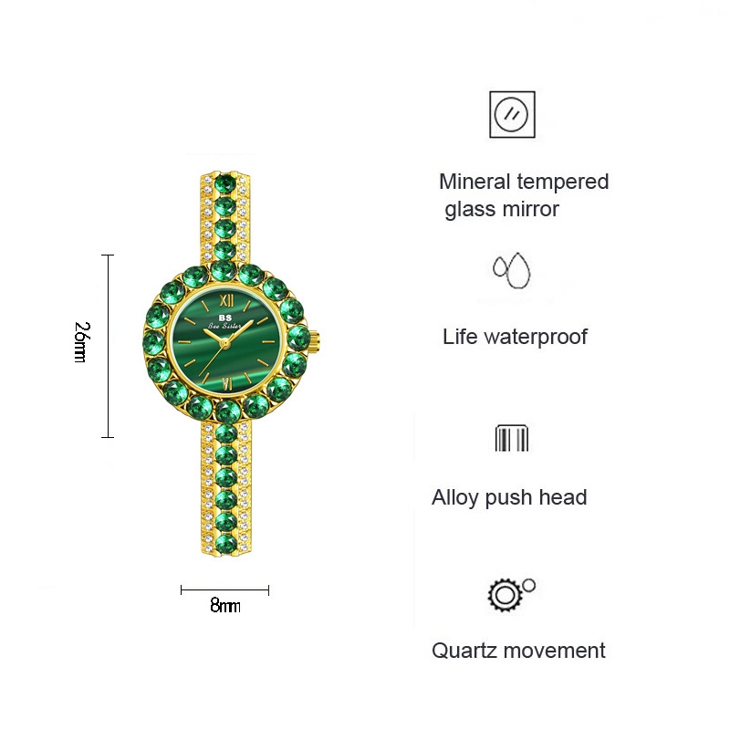 Foto 4 pulgar | Reloj Bs Bee Sister Retro Con Textura De Malaquita Verde Para Mujer - Venta Internacional.