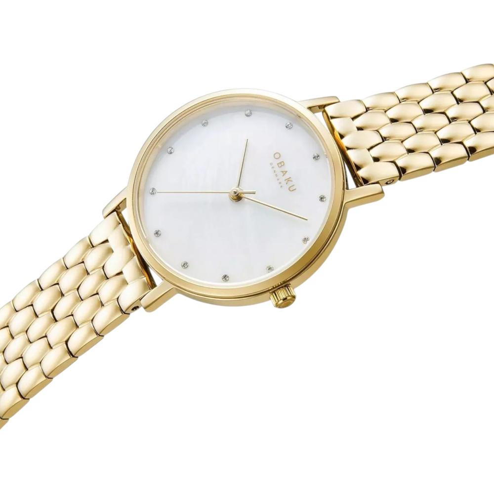 Foto 5 pulgar | Reloj Obaku Denmark V248lxgwsg Brink Lille Perlemor-dorado