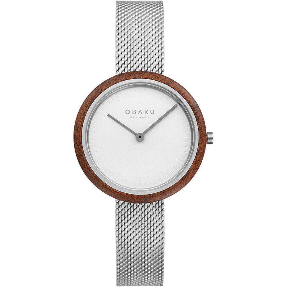 Reloj Obaku Denmark V245lxcimc Trae Lille Clásico Steel Con Bisel De Madera-acero