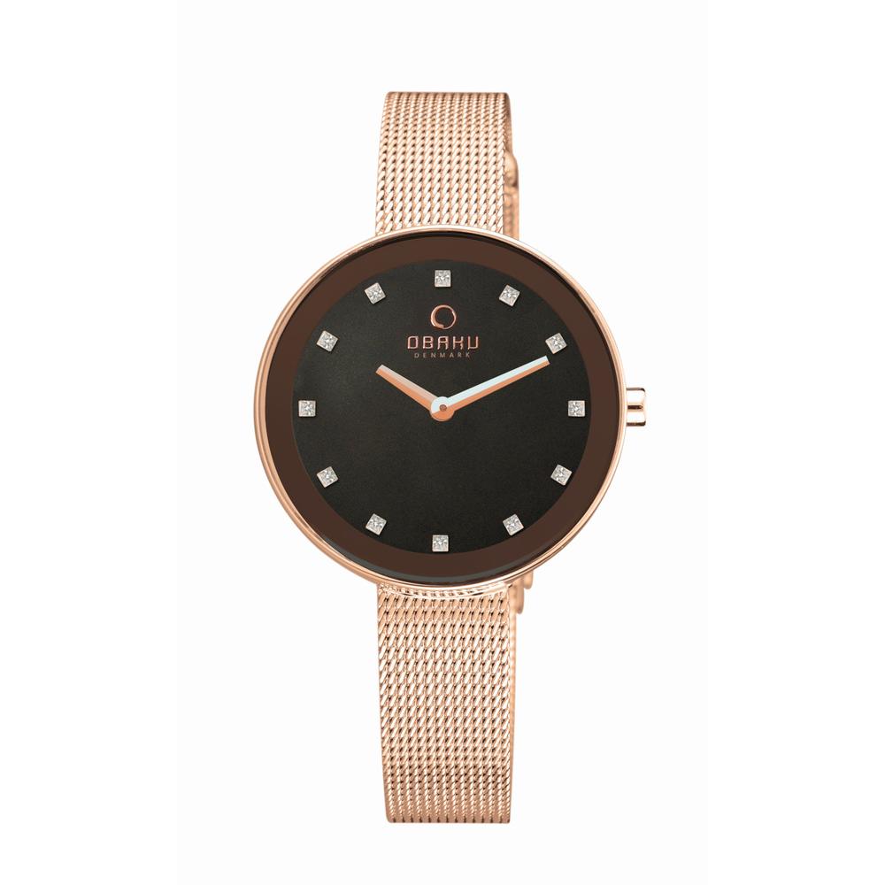 Foto 2 pulgar | Reloj Obaku Denmark V161lxvnmv Blik Chocolate-oro Rosa