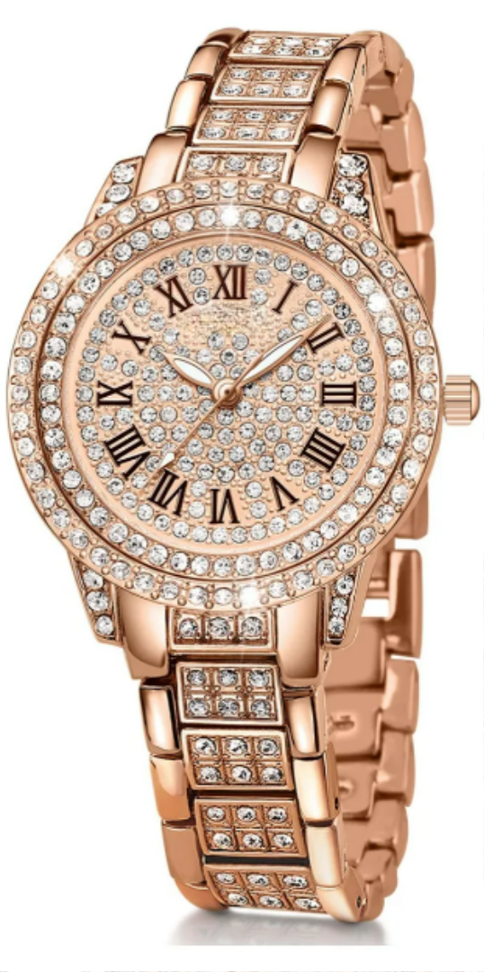Elegante Reloj Para Mujer Xtellar De Cuarzo Con Diamantes, Resistente Al Agua Y Ajustable