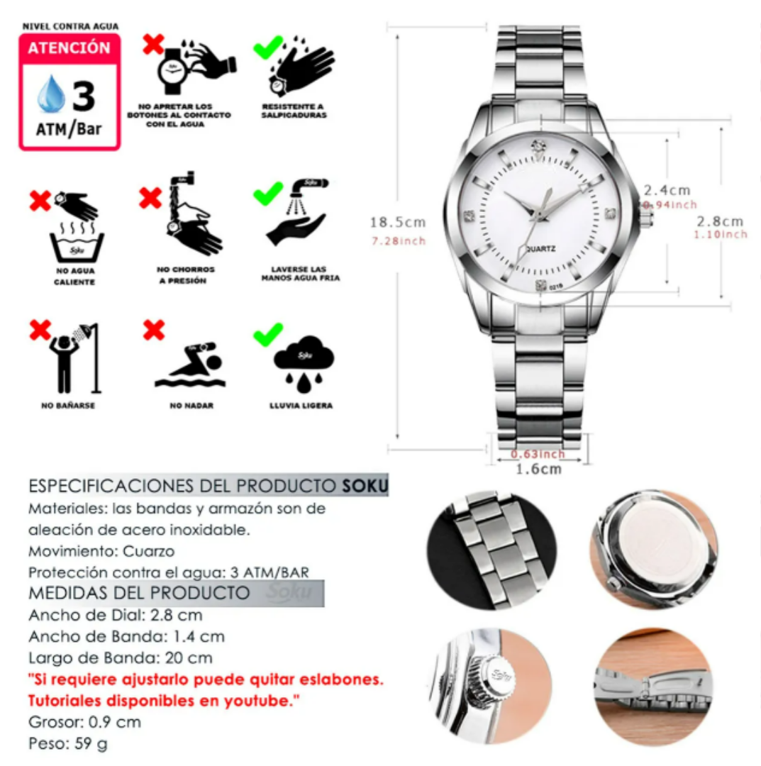 Foto 3 pulgar | Reloj de Acero Inoxidable Xtellar para Mujer