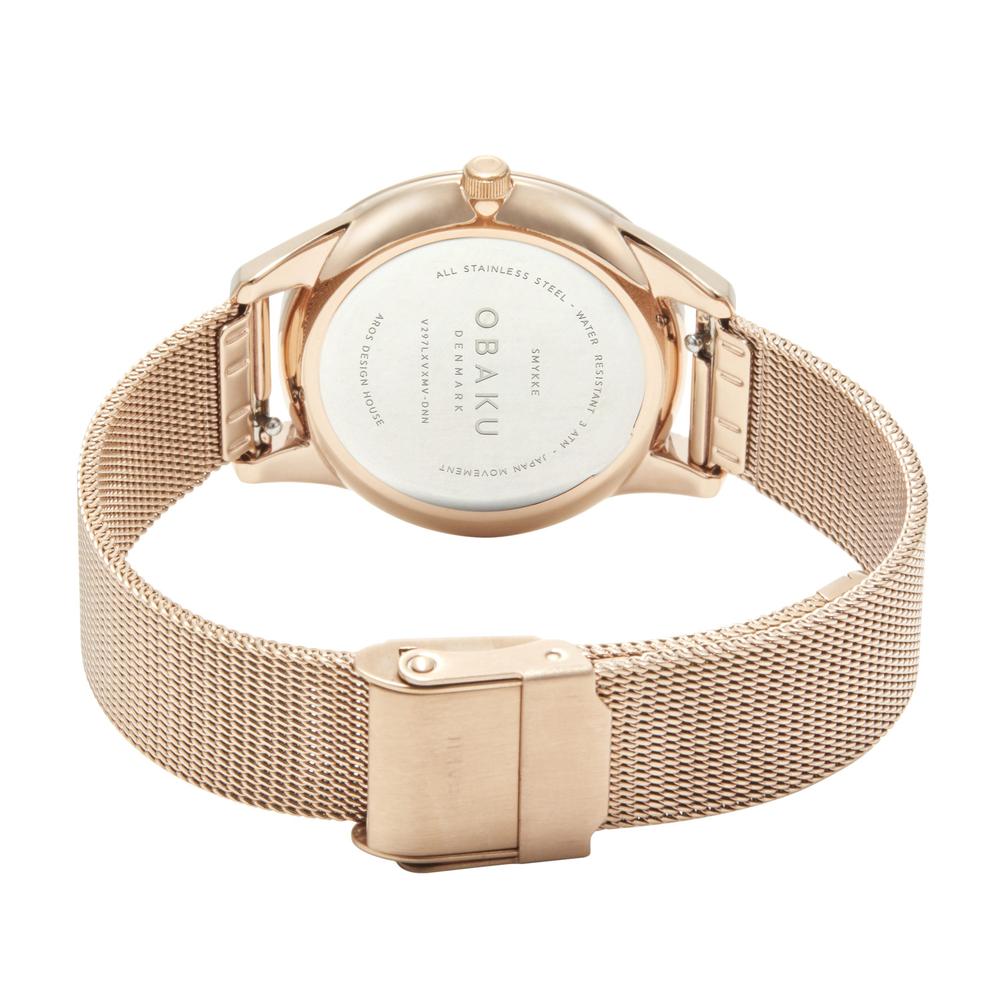 Foto 4 pulgar | Reloj Obaku Denmark V297lxvxmv-dnn Smykke Maane Chocolate-oro Rosa
