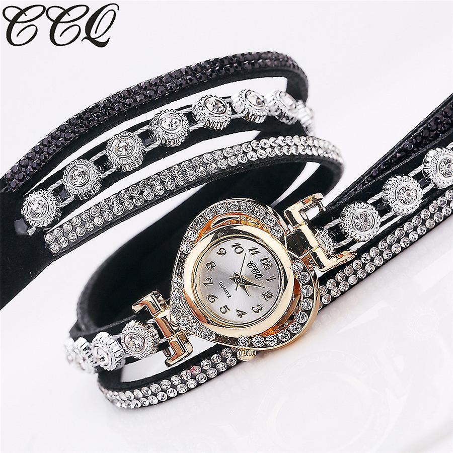 Foto 4 pulgar | Reloj Huoguo Ccq  Pulsera Vintage De Cristal Con Diamantes De Imitación Para Mujer - Venta Internacional.