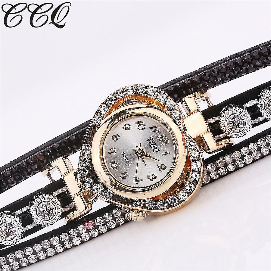 Foto 4 | Reloj Huoguo Ccq  Pulsera Vintage De Cristal Con Diamantes De Imitación Para Mujer - Venta Internacional.
