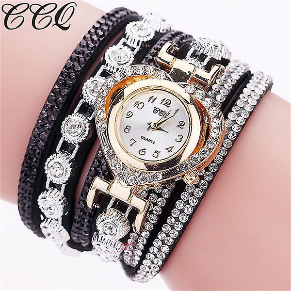 Foto 6 pulgar | Reloj Huoguo Ccq  Pulsera Vintage De Cristal Con Diamantes De Imitación Para Mujer - Venta Internacional.