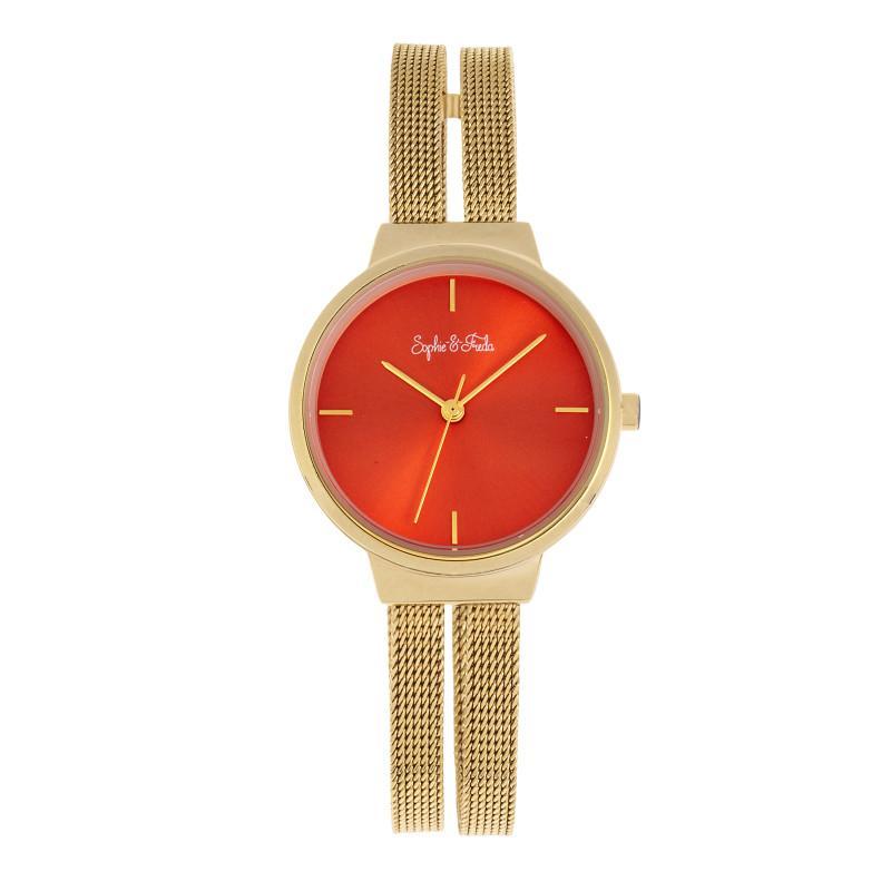 Foto 2 pulgar | Reloj Pulsera Sophie And Freda Sedona Dorada/naranja Para Mujer - Venta Internacional.